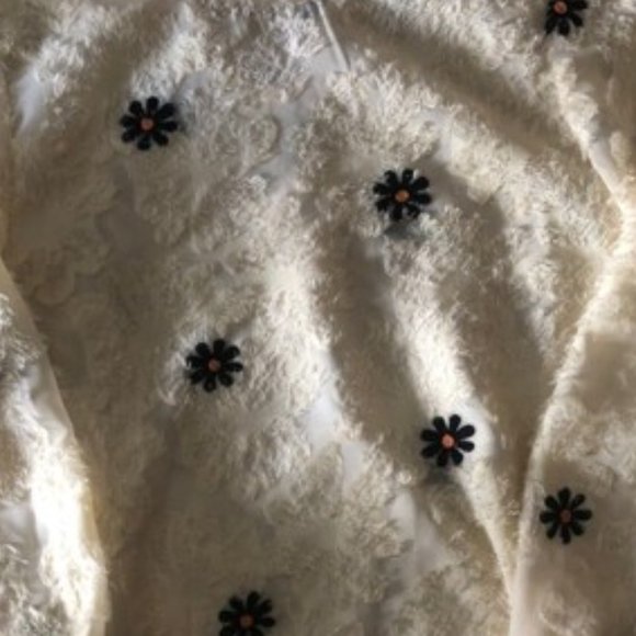 Embroidered Lacey Blouse with Floral Print - Picture 6 of 7